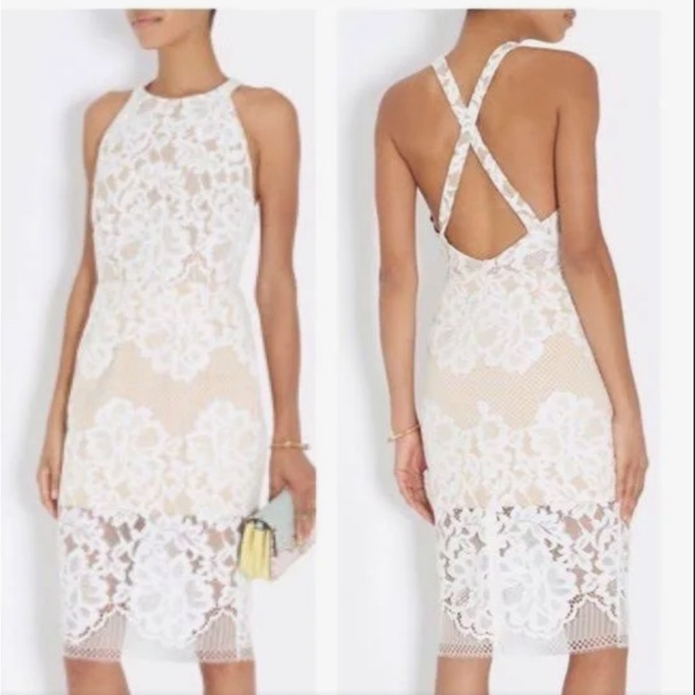 ❤️… INTERMIX Kingsley White Nude Lace Dress sz M